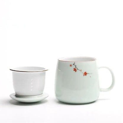 Ceramic Filter Teacup Simple Large Capacity Couple Drinkware Household Coffee Mug with Lid Porcelain Office Tea Separation Cup.
