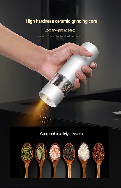Electric Automatic Salt and Pepper Grinder Set Rechargeable With USB Gravity Spice Mill Adjustable Spices Grinder Kitchen Tools.