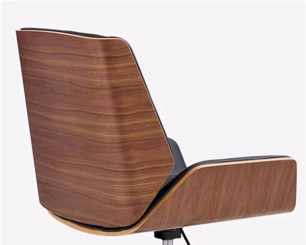 Verstellbarer Schreibtisch aus der Mitte des Jahrhunderts, Chefdrehstuhl, Heimbüro, Möbel, moderner Computer-Arbeitsstuhl, Bugholz-Ledersessel