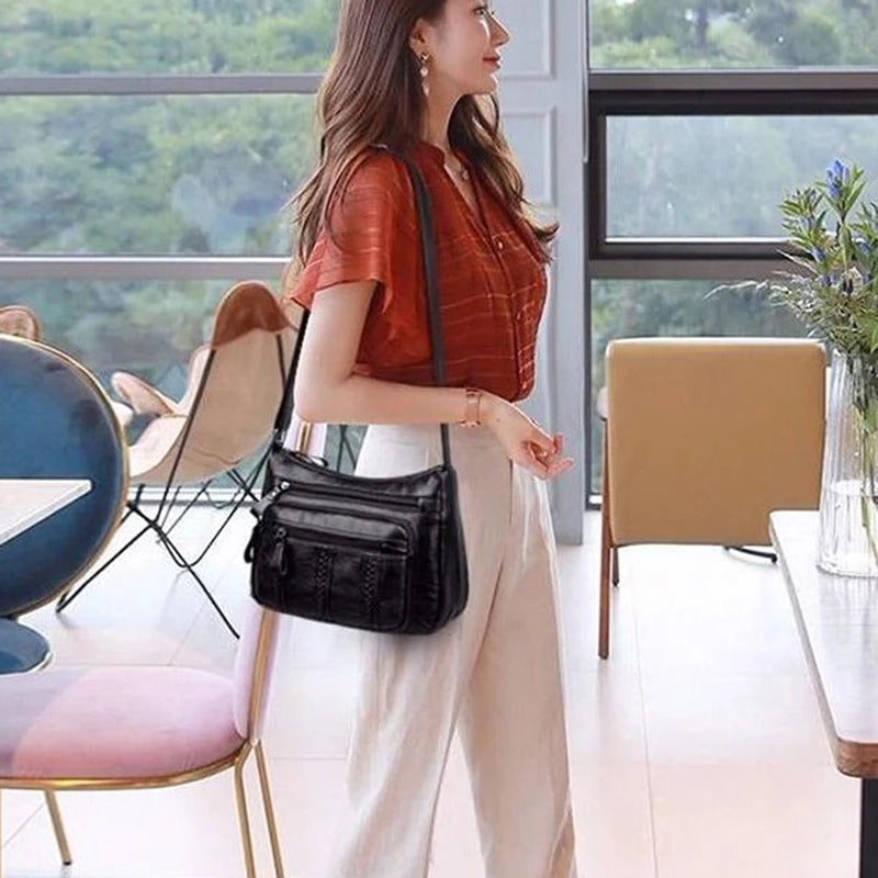 Designer Women Crossbody Bag Soft Pu Leather Shoulder Bag Good Quality Messenger Bag Small Size Purse Ladies Handbags Black Flap.