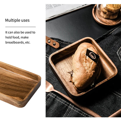 Acacia Wood Serving Tray Saucer Tea Tray Dessert Dinner Plate Tableware Set Japanese Snacks Food Rectangular Plate Storage Dish.