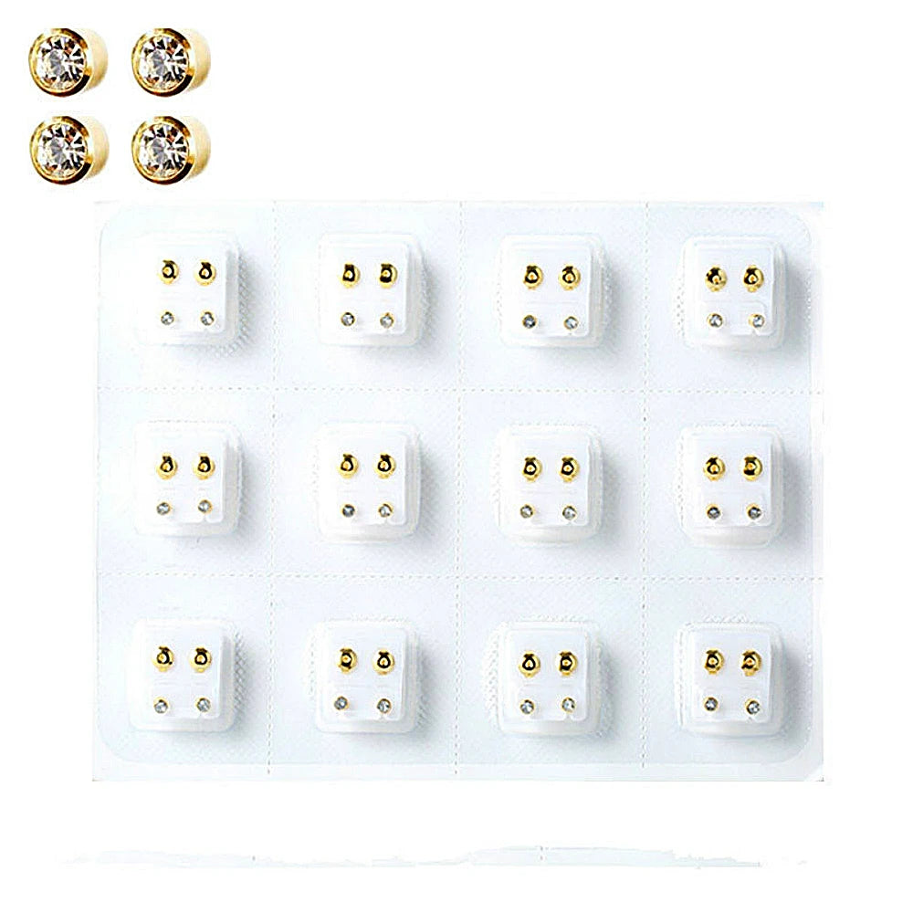12Pairs Medical Earrings Piercing Tools Set Crystal Ear Stud Surgical Steel Stopper for Body Ear Piercing Gun Fashion Jewelry.