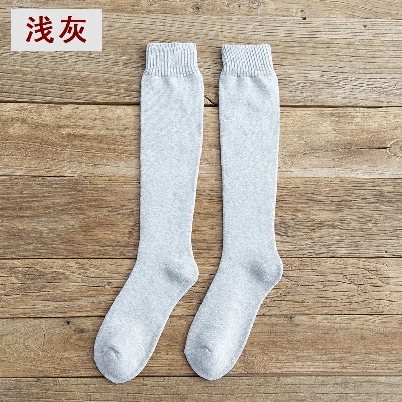 6PCS=3Pairs Men's Winter Compression Stocking Warm Hot Knee High Long Leg Terry Socks Warm Thicken Cover Calf Socks Size 38-44