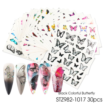 1Set Watercolor Xmas Flower Sticker Nail Decal Set Flamingo Letter Design Gel Manicure Decor Water Slider Foil CHSTZ683-706-1.