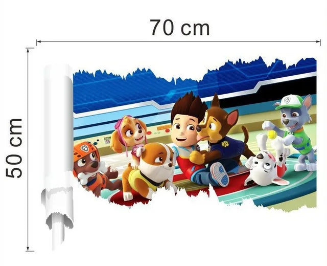 Disney 3D Cartoon  Pawed Wall Stickers For Kids Rooms Living Room Boys Girls Children Bedroom DIY Home Decor Patroling Car