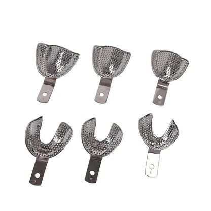 1 Set Dental Lab Equipment L/M/S Size Upper Lower Stainless Steel Impression Trays For Dental Lab.