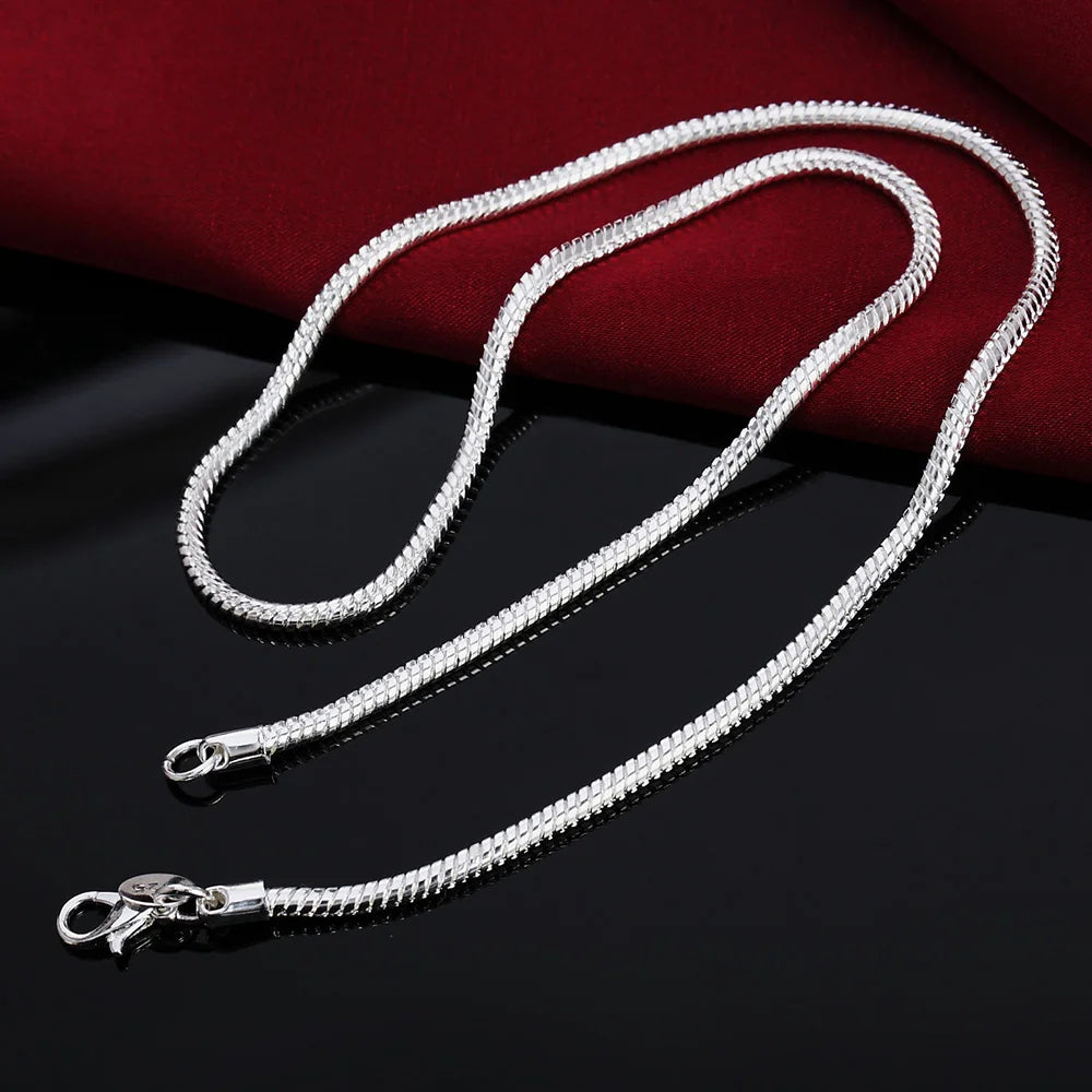 40-75cm 925 Sterling Silver 1MM/2MM/3MM solid Snake Chain Necklace For Men Women Fashion Jewelry for pendant free shipping.