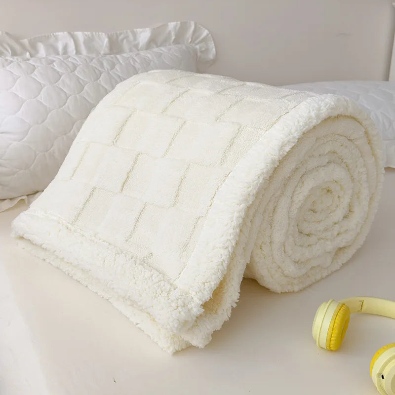 Ornate Jacquard Taffeta Comfort Blanket 100% Polyester Double-Layer Knitted Eco-Friendly Embroidered Pattern