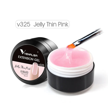 15ml Venalisa Jelly Extension Nail UV Construction Gel French Glitter Poly Nail Gel Clear Natural Camouflage Color Fibre Varnish