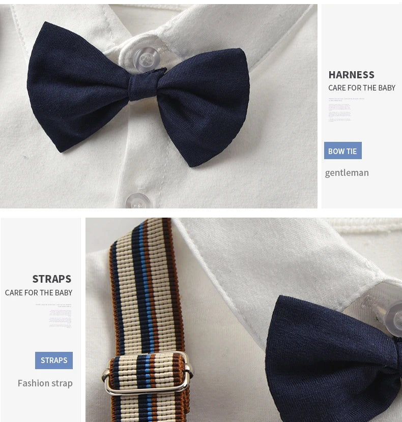 Newborn Boy Formal Clothes Set Infant Boy Gentleman Birthday Romper Outfit With Hat Vest Long Sleeve Infant Jumpsuit Suit Formal.