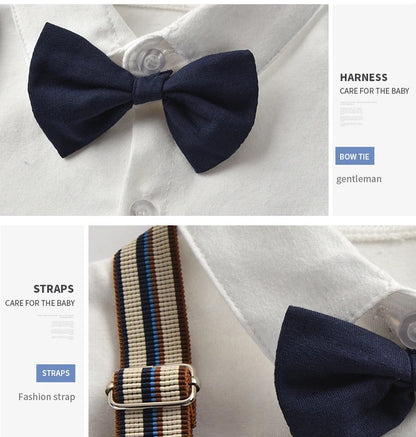 Newborn Boy Formal Clothes Set Infant Boy Gentleman Birthday Romper Outfit With Hat Vest Long Sleeve Infant Jumpsuit Suit Formal.