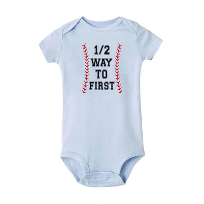 Eine hälfte geburtstag strampler Halb brithday hemd 1/2 Halb Geburtstag einteiliges Junge halbe geburtstag outfits Geschlecht Neutral Baby geschenk.