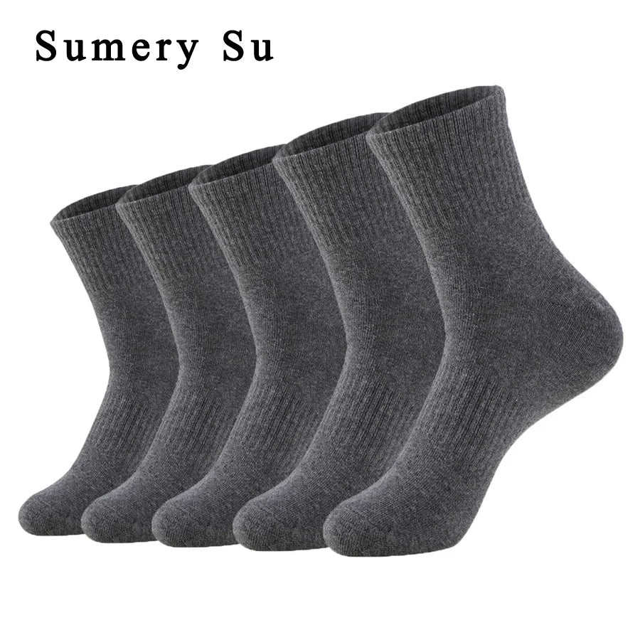 5 Pairs/Lot Socks Men Cotton Running Casual Thick Solid Compression Breathable Outdoor Travel Long High Crew Sock Male 4 Styles.