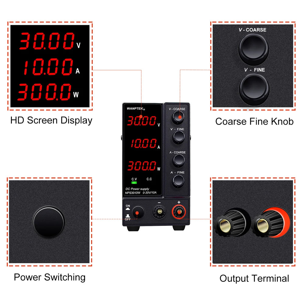 Adjustable DC Power Supply 30V 10A Voltage Regulator LED Digital lab Stabilizer Switching DC Power 60V 5A Bench Source 120V 3A.