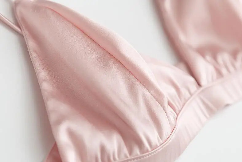 88% Natural Silk 12% Spandex Women Bra non-pad triangle cup everyday sexy Wireless Wire Free Bra Bralette TG121.