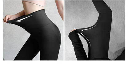 BIVIGAOS Micro Pressure Sharkskin Leggings Women Black Fitness Shaping Hip Lifting Leggings Skinny Slim Sport Workout Leggings.