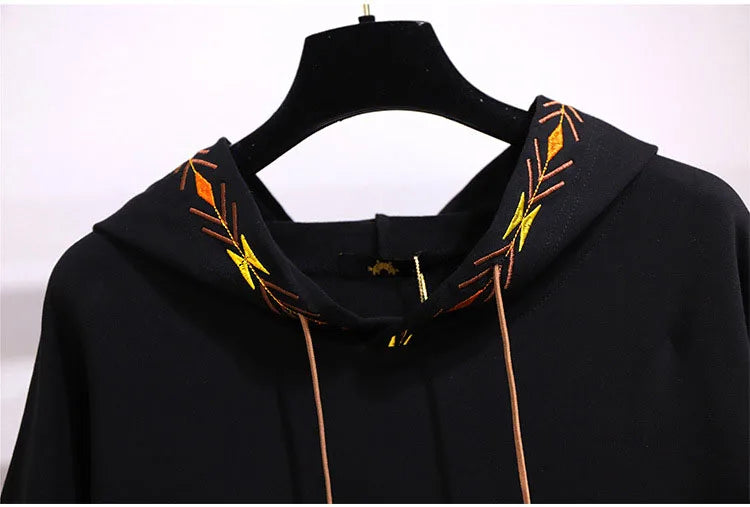 150Kg Plus Größe frauen Frühling Herbst Lose Mit Kapuze Stickerei Sweatshirt Büste 157cm 6XL 7XL 8XL 9XL 10XL lange-Ärmeln Casual Top.