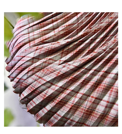 Looks Thin Pleated Skirt 2025 New High Waist A-line Skirt Mid-length Big Size Plaid Skirt Long Pleated Skirt Length 75-90cm