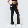 Luluyun Bottom Zipper up Leg Open Wide Leg Pants for Women Casual Elastic High Waist Loose Long Pants
