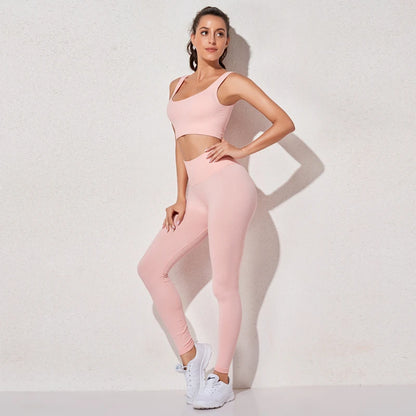 Women's Sportswear Yoga Set Workout Clothes Athletic Wear Sports Gym Legging Seamless Fitness Bra Crop Top Long Sleeve Yoga Suit.