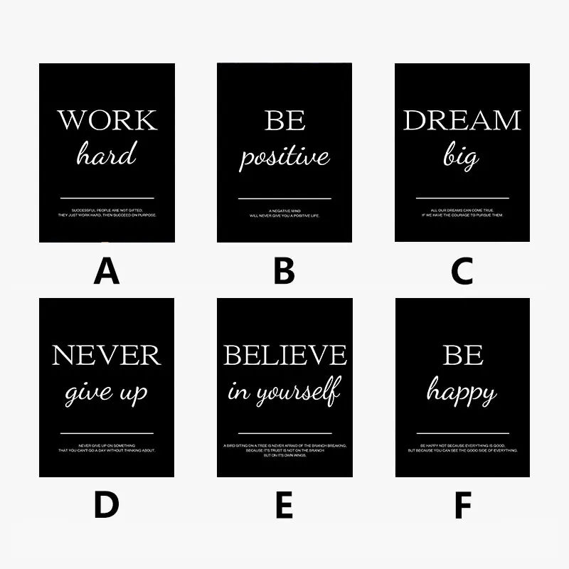 Modern Simple Inspirational Quotes Canvas Art Painting Prints Nordic Wall Decorative Posters for Living Room Office Home Decor.
