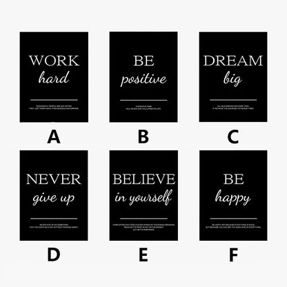 Modern Simple Inspirational Quotes Canvas Art Painting Prints Nordic Wall Decorative Posters for Living Room Office Home Decor.