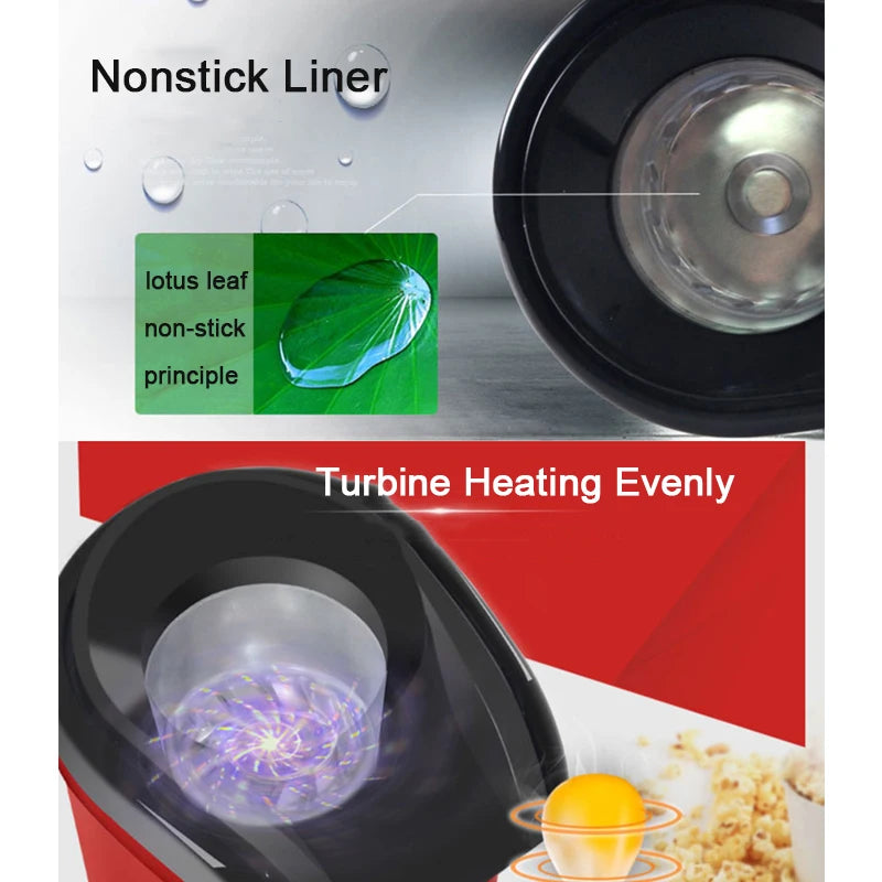 Oil-free air Corn machine,Pipoqueir eletrica hot air machine Mini Popcorn maker machine-1200W Household Healthy home kitchen.