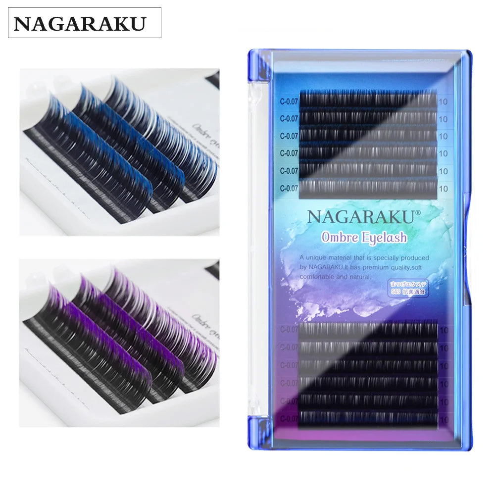 NAGARAKU Eyelashes Makeup Mink Lashes Ombre Color Purple Blue Gradient Color Eyelash Extension Premium Faux Cils Soft Mink.