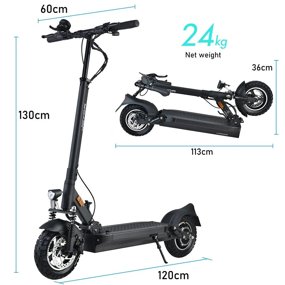 JOYOR Y8-S Electric Scooter 500W EScooter 48V 26 Ah Speed 20km/h Range 55-75km 10” Inflatable Tires Electric Scooters with ABE.
