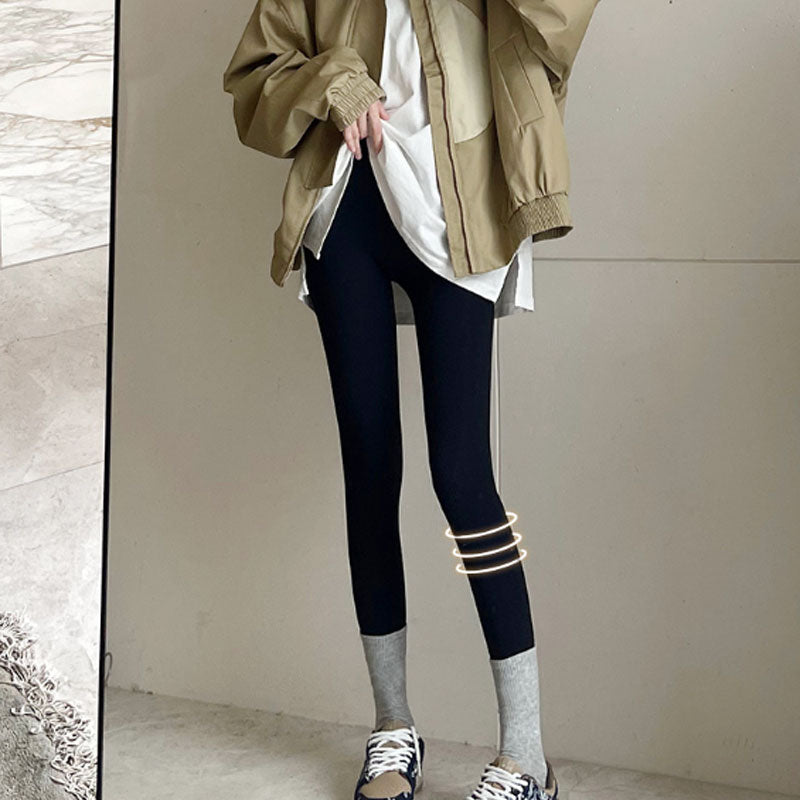 Autumn Winter High Waist Plus Velvet Shark Pants Women Seamless Fleece Warm Leggings Slim Casual Sports Fitness Yoga Leggings