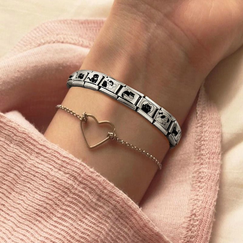 New Fashion 9mm 15 Style Italian Modular Charm Bracelet Fashionable Leisure Holiday Scenery Literary Modular Elastic Bracelet.