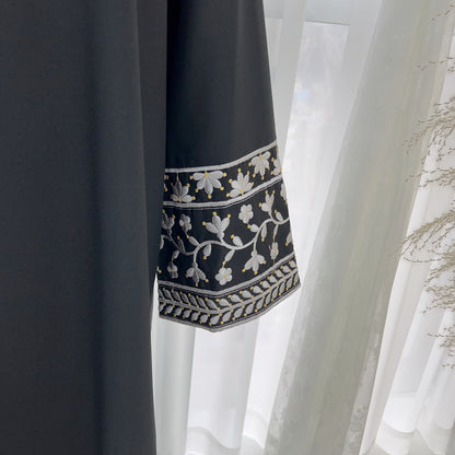 Floral Stickerei Muslimischen Abaya für Frauen Eid Kleid Marokko Ramadan Spitze-up Abayas Kaftan Islam Vestidos Dubai Arabischen Lange robe