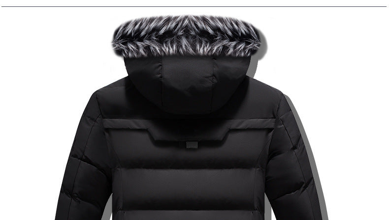 Male Solid Cotton Outwear Coats Men's Thick Fleece Winter Jacket Fashion Fur Hooded Warm Cooton Parka Windbreaker Plus Size 6XL.