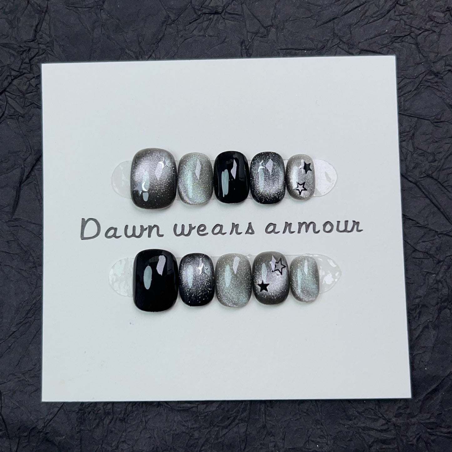 10Pcs Short Handmade Cat Eye Press on Nails Rose Ballet Wearable Rhinestones False Nails Glitter Decoration Manicure Nail Tips.