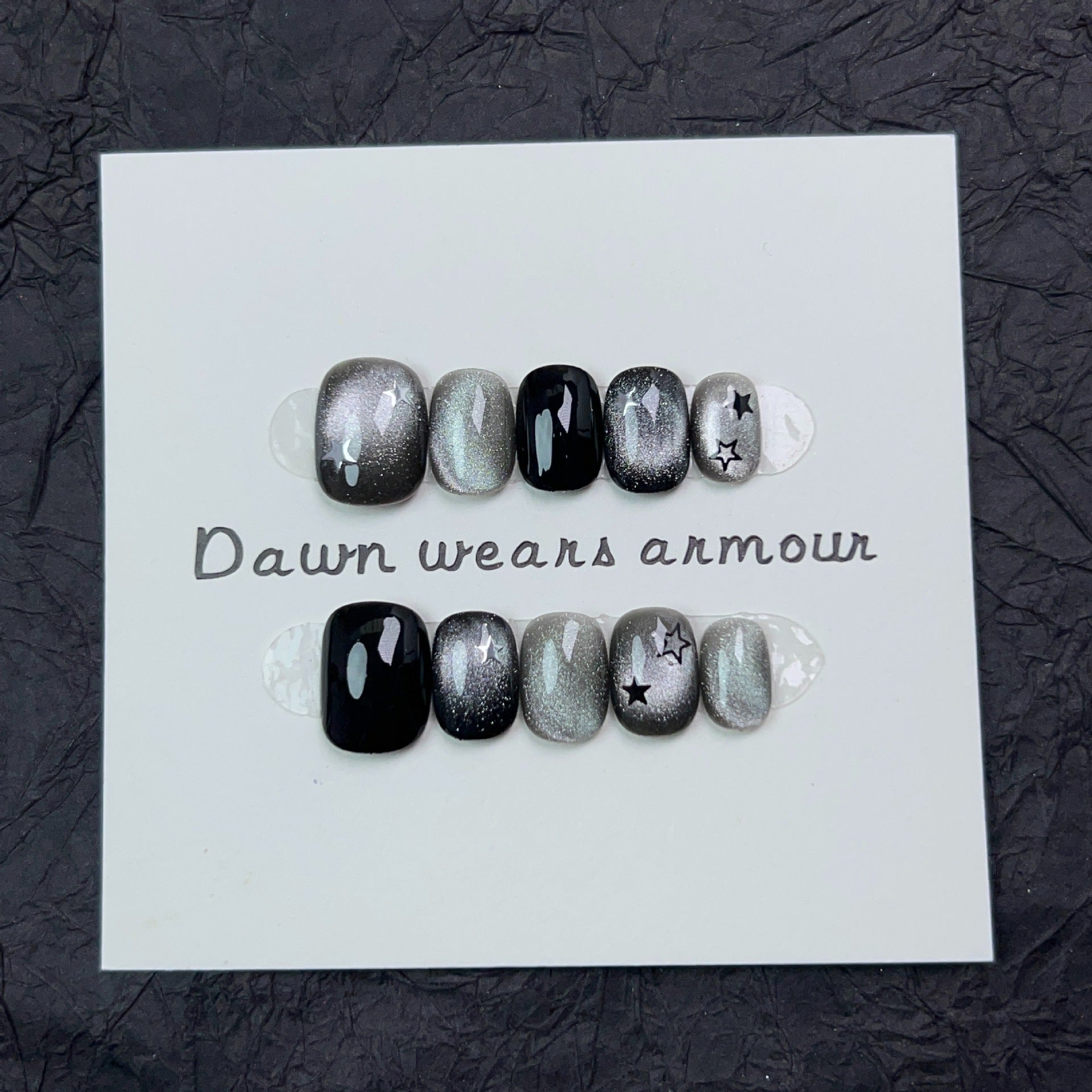 10Pcs Short Handmade Cat Eye Press on Nails Rose Ballet Wearable Rhinestones False Nails Glitter Decoration Manicure Nail Tips.