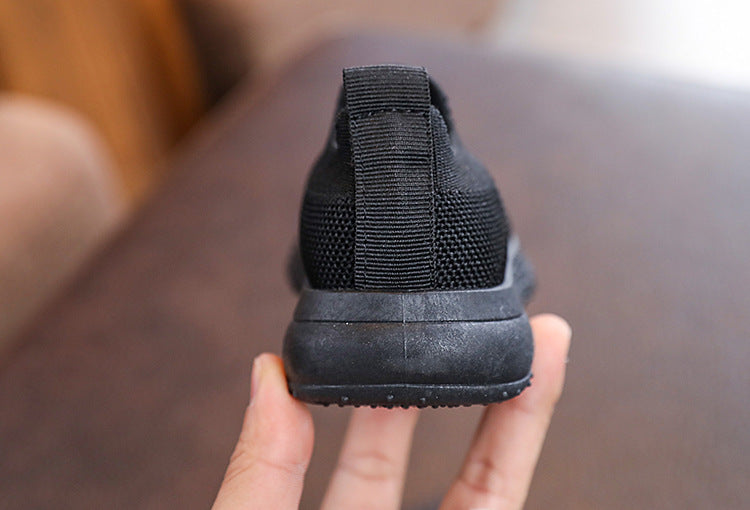 Kids Spring and Autumn Striped Knitted Sneakers Tennis Casual Shoes Children Breathable Girls Boys Slip-on Running Sports Shoes.