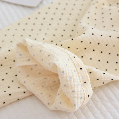 2025 Spring and Autumn New Women's Pajama Set 100%cotton crepe long-sleeved trousers two-piece polka dot cute home wear thin set