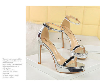 Luxury Women 11 cm Heels Sandals Women pumps Peep Toe High Heels Patent leather Stiletto Lady Sandals Summer Shoes Platform Heel.