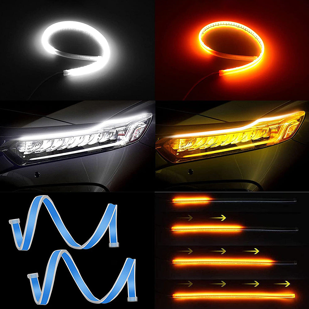 2 stücke Auto LED DRL Tag Nacht Lauflicht Wasserdichte Flexible Universal Auto Fließende Blinker Licht Bremse LED Streifen Lampe.