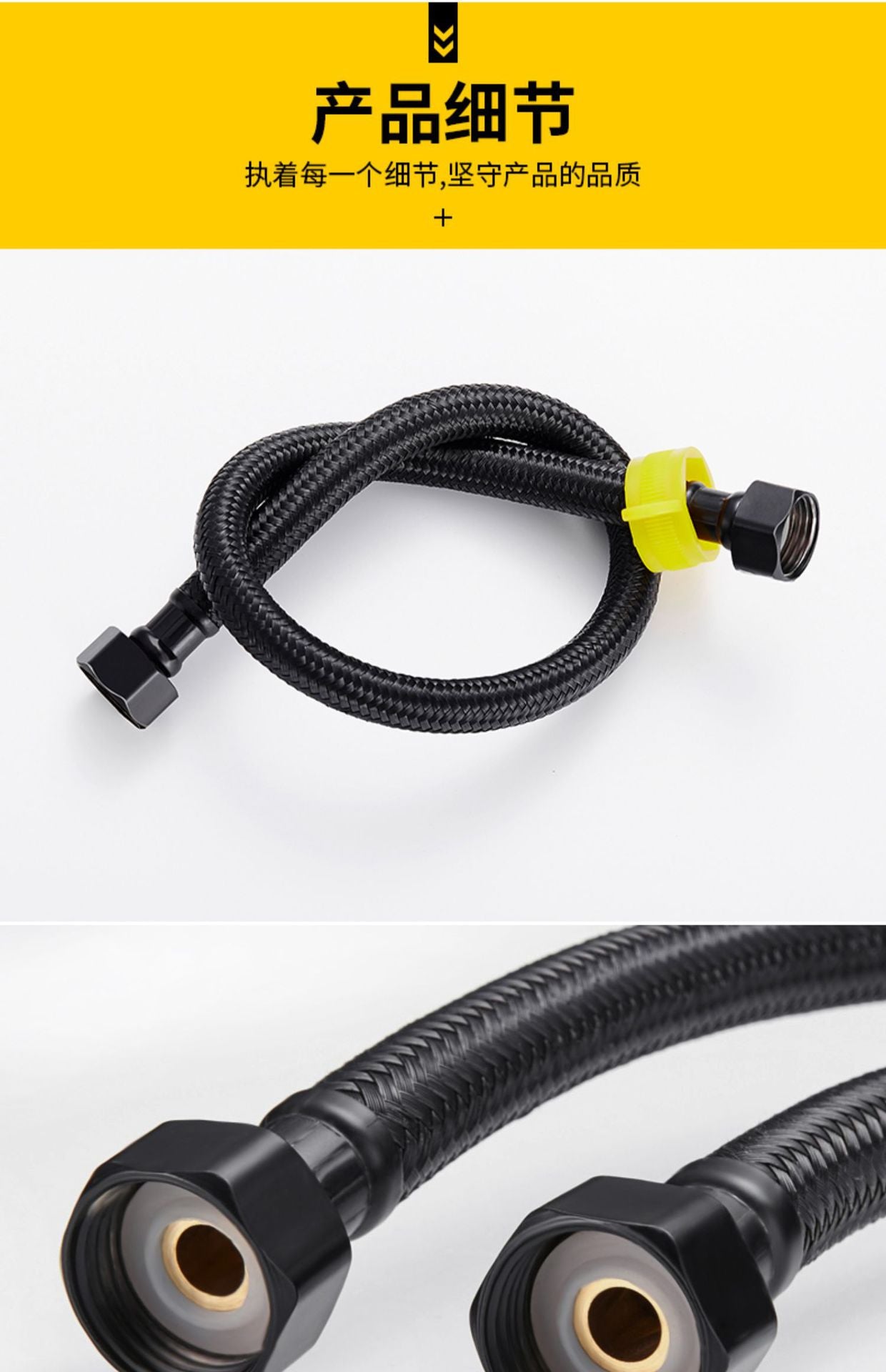 30/40/60/80cm Nylon Braided Water Inlet Hose Black Faucet Heater Pipe Toilet Connection Cold Hot Mixer Inlet Pipe Kitchen
