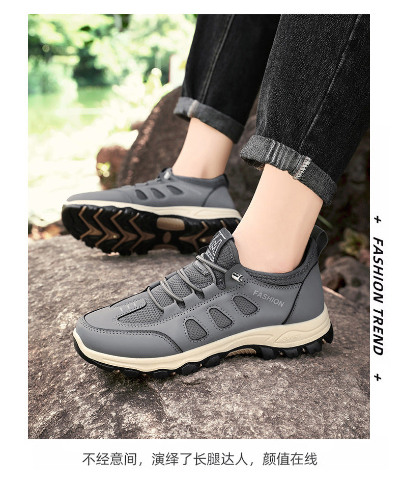 Men Soft Hiking Shoes Summer Breathable Mesh Sneakers Light Black Hike Footwear Walking Shoes Outdoor Shoes Climbing Shoe Male