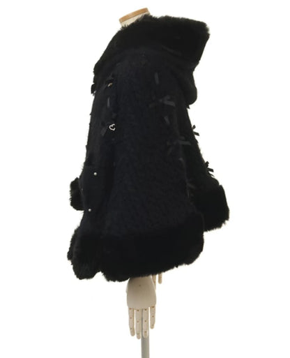 Japanische Liz Süße Prinzessin Faux Kaninchen Fell Cape Mantel Frauen Herbst Winter Pelz Jacke Lose Uhr Strass Bogen Mit Kapuze Mantel