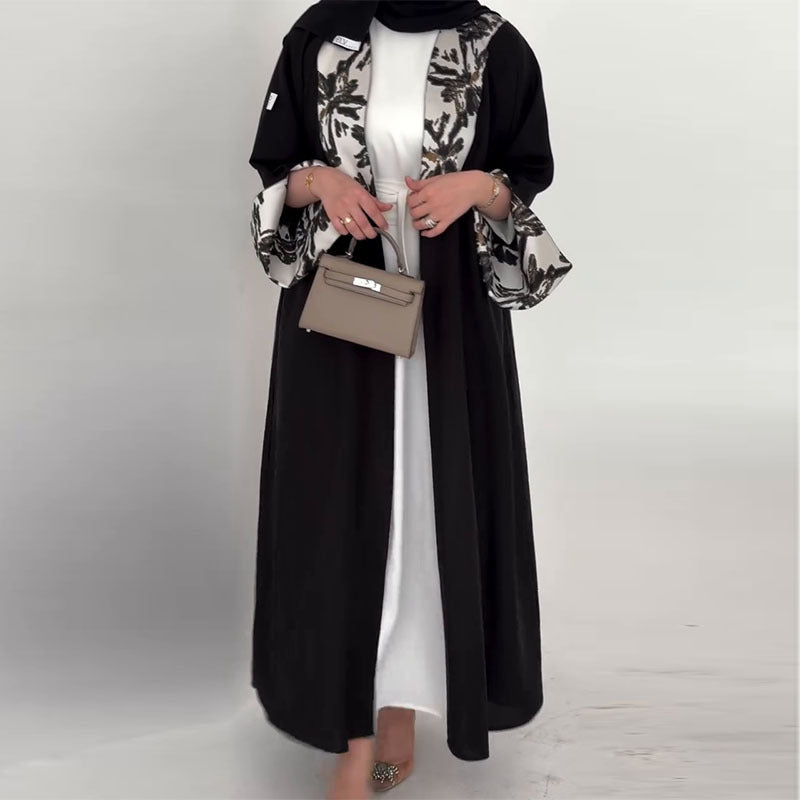 Muslim Abaya Women Print Cardigan Long Trench Coat Eid Morocco Windbreaker Patchwork Outerwear Saudi Arab Ramadan Overcoat 2025.