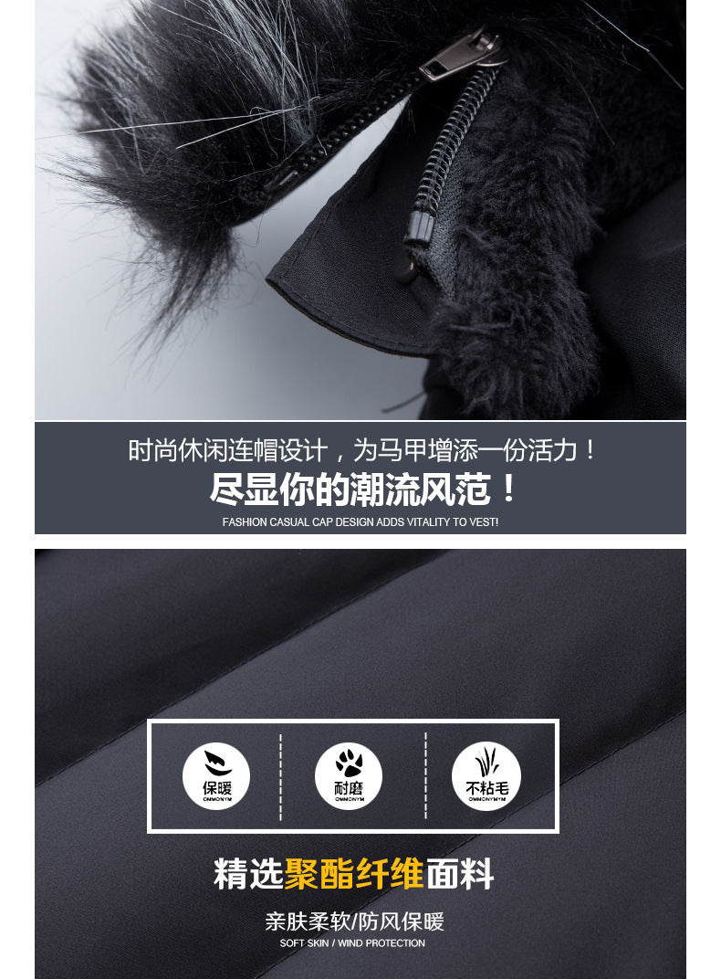 Male Solid Cotton Outwear Coats Men's Thick Fleece Winter Jacket Fashion Fur Hooded Warm Cooton Parka Windbreaker Plus Size 6XL.