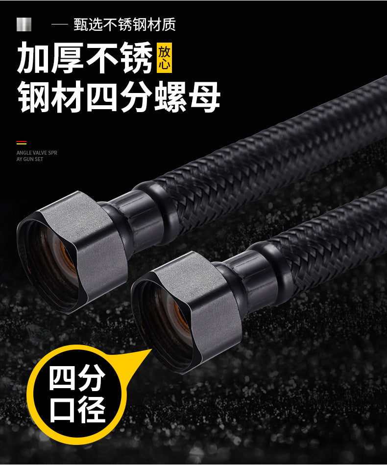 30/40/60/80cm Nylon Braided Water Inlet Hose Black Faucet Heater Pipe Toilet Connection Cold Hot Mixer Inlet Pipe Kitchen