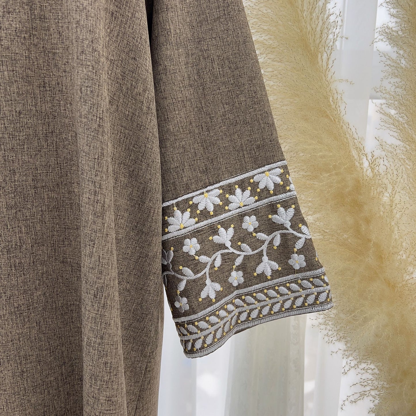 Floral Stickerei Muslimischen Abaya für Frauen Eid Kleid Marokko Ramadan Spitze-up Abayas Kaftan Islam Vestidos Dubai Arabischen Lange robe