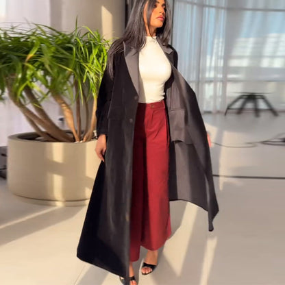 Muslim Women Abaya Eid Lapel Trench Coat Single Breasted Overcoat Ramadan Morocco Dubai caftan kaftan Arab Casual Long Outerwear.