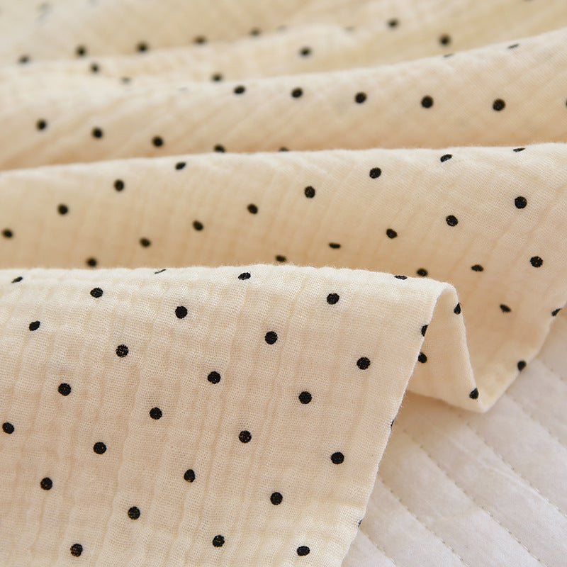 2025 Spring and Autumn New Women's Pajama Set 100%cotton crepe long-sleeved trousers two-piece polka dot cute home wear thin set