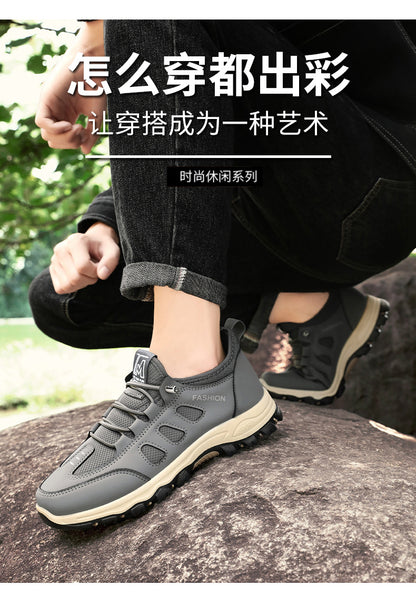 Men Soft Hiking Shoes Summer Breathable Mesh Sneakers Light Black Hike Footwear Walking Shoes Outdoor Shoes Climbing Shoe Male.
