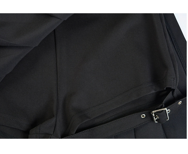 AltGoth Punk Mall Goth Shorts Skirt Women Y2k E-girl Streetwear Harajuku Leg Ring Buckle Detachable High Waist Emo Alt Clubwear.